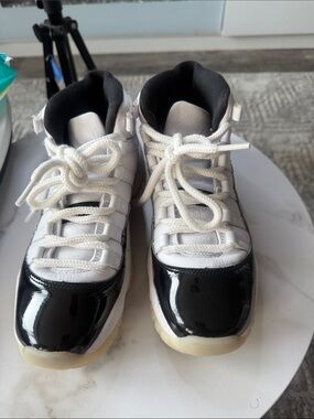 White and Black Jordan’s Sneakers